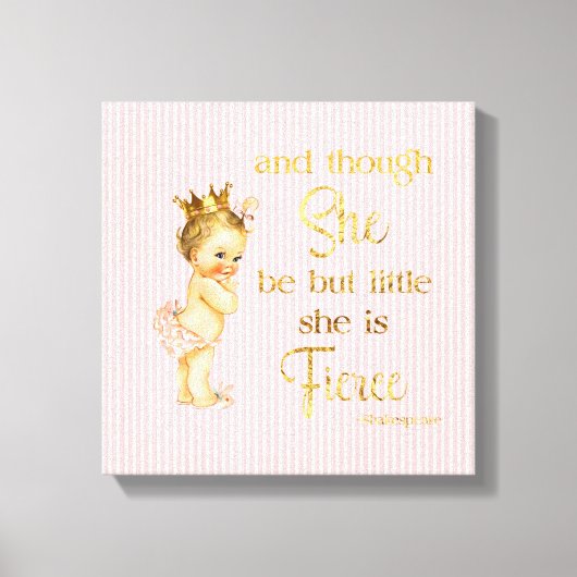 Prinses Baby Gold Crown Fierce Quote Canvas Afdruk (Voorkant)