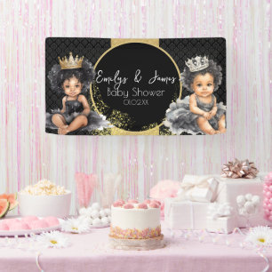 Prinses Baby Goud Zwart Baby Tweeling Shower  Spandoek