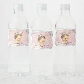 Prinses Baby Meisje Diamonds Parels Blush Roze Waterfles Etiket (Flessen)