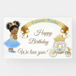 Prinses Baby Meisje Koets Blauw Goud Spandoek