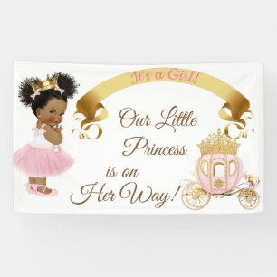 Prinses Baby Meisje Koets Roze Goud Spandoek