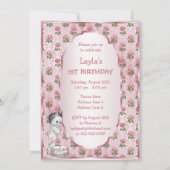  Prinses Baby Roze Rozen 1e Verjaardagstaart Kaart (Achterkant)