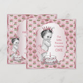  Prinses Baby Roze Rozen 1e Verjaardagstaart Kaart (Voorkant / Achterkant)