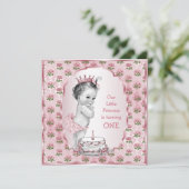  Prinses Baby Roze Rozen 1e Verjaardagstaart Kaart (Staand voorkant)