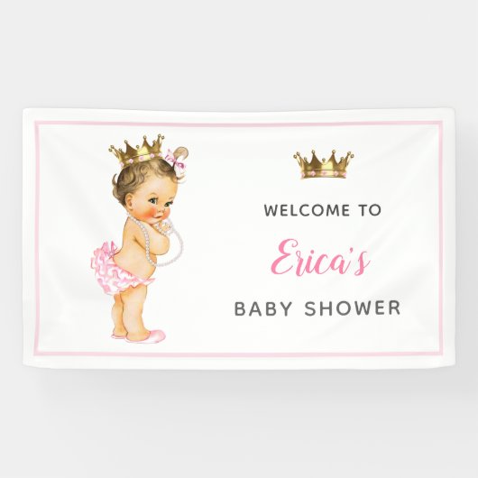 Prinses Baby shower 1e verjaardag Achtergrond Spandoek (Horizontaal)