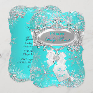 Prinses Baby Shower Aqua Blauwe Winter Wonderland Kaart