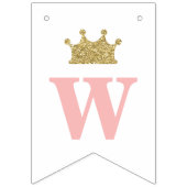 Prinses Baby shower Banner, Roze, Faux Gold Vlaggetjes (Eerste vlag)