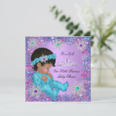 Prinses Baby shower Blauwgroen Blauw Paars Roze Et Kaart (Staand voorkant)