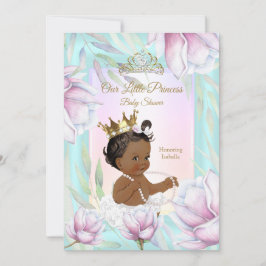 Prinses Baby shower Blauwgroen Roze Lila Floral Et Kaart