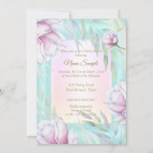 Prinses Baby shower Blauwgroen Roze Lila Floral Et Kaart (Achterkant)