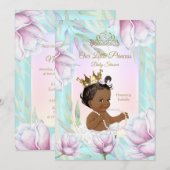 Prinses Baby shower Blauwgroen Roze Lila Floral Et Kaart (Voorkant / Achterkant)