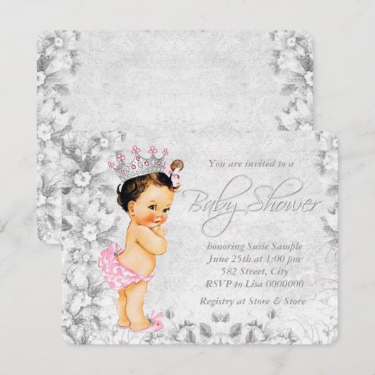 Prinses Baby shower Kaart (Voorkant / Achterkant)