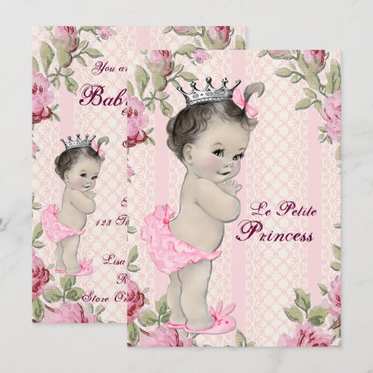  Prinses Baby shower Kaart (Voorkant / Achterkant)