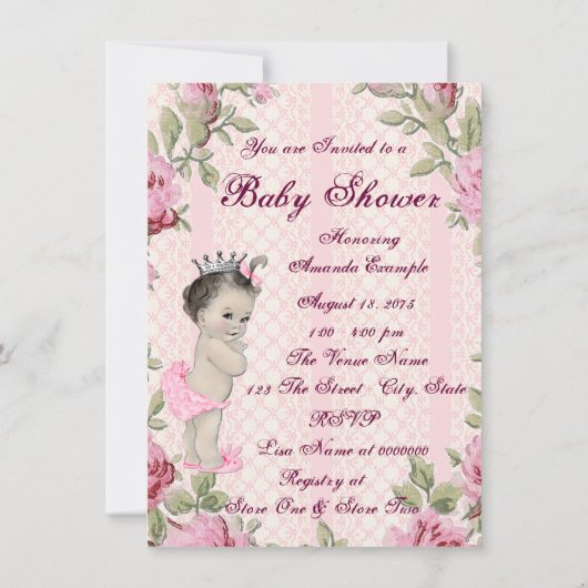  Prinses Baby shower Kaart (Achterkant)