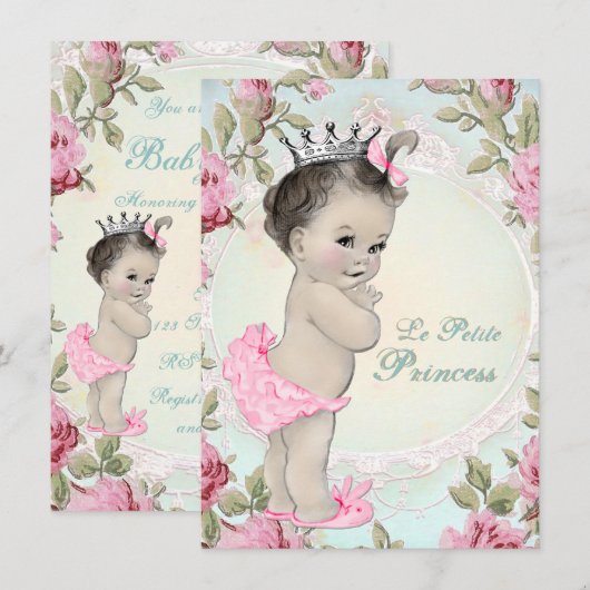  Prinses Baby shower Kaart (Voorkant / Achterkant)