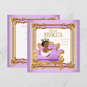 Prinses Baby Shower Lila Roze Gouden Stoel Etnisch Kaart