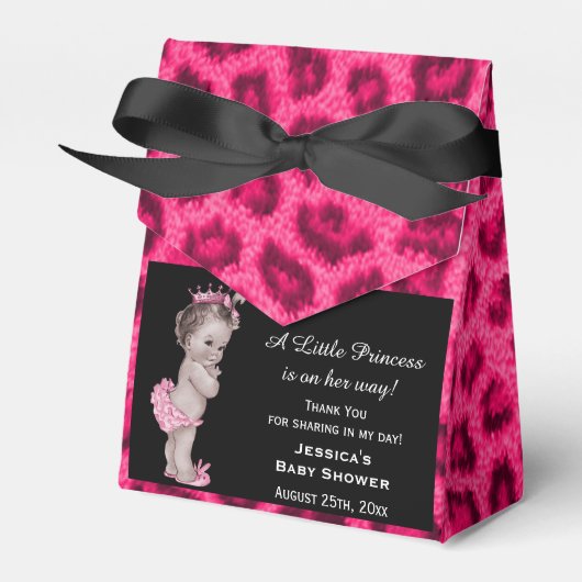 Prinses Baby shower Luipaard Patroon Bedankdoosjes (Voorkant Zijde)