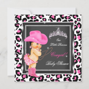 Prinses Baby Shower Meisje Cowgirl Bruin Haar Kaart