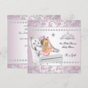 Prinses Baby Shower Meisje Roze Zilveren Stoel blo Kaart