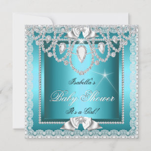 Prinses Baby Shower Meisje Turquoise Kant Diamant Kaart