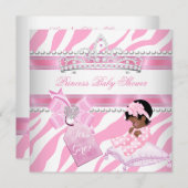 Prinses Baby Shower Meisje Zebra Roze Wit Etnisch Kaart (Voorkant / Achterkant)