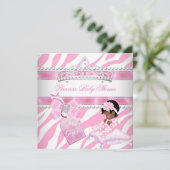 Prinses Baby Shower Meisje Zebra Roze Wit Etnisch Kaart (Staand voorkant)