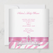 Prinses Baby Shower Meisje Zebra Roze Wit Etnisch Kaart (Achterkant)