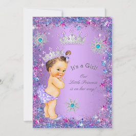 Prinses Baby shower Paars Blauwgroen Blauw Roze Kaart