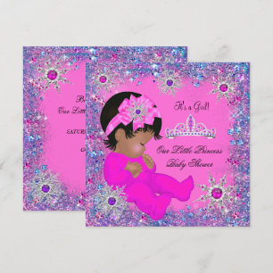 Prinses Baby Shower Paars Roze Glitters Etnisch Kaart
