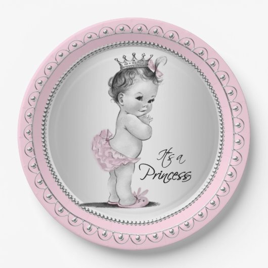  Prinses Baby shower Papieren Bordje (Voorkant)