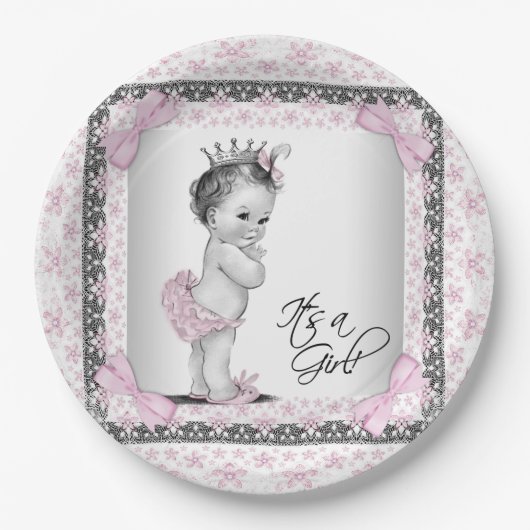 Prinses Baby shower Papieren Bordje (Voorkant)