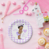 Prinses Baby shower Partij Paarse Hart Etnisch Papieren Bordje (Feest)
