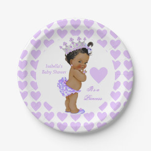Prinses Baby shower Partij Paarse Hart Etnisch Papieren Bordje