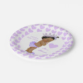 Prinses Baby shower Partij Paarse Hart Etnisch Papieren Bordje (Gekanteld)