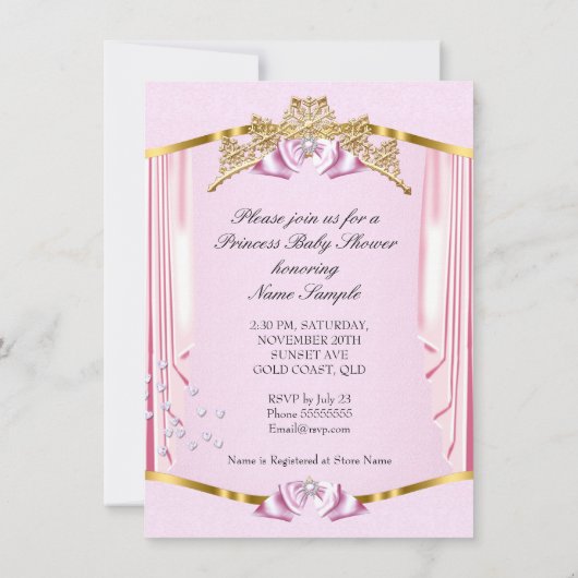  Prinses Baby shower Pink Gold Brunette Kaart (Achterkant)