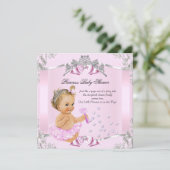  Prinses Baby shower Pink Tutu Blonde Kaart (Staand voorkant)