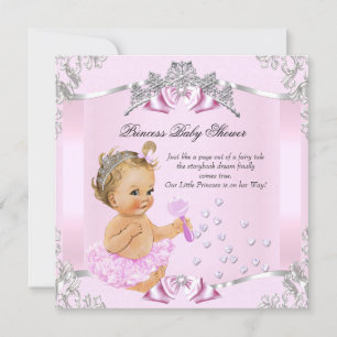  Prinses Baby shower Pink Tutu Blonde Kaart