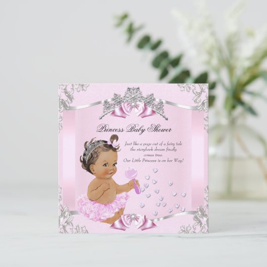  prinses Baby shower Pink Tutu Brunette Kaart (Staand voorkant)