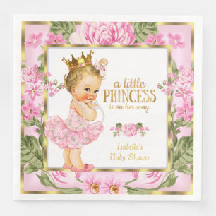 Prinses Baby Shower Roze Goud Roos Bloem Blond Servet