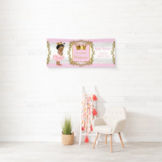 Prinses Baby shower Roze Goud Wit Etnisch Spandoek (Insitu)