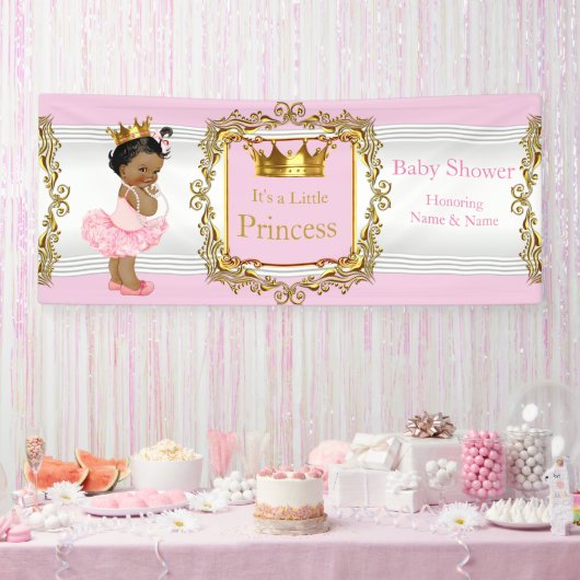 Prinses Baby shower Roze Goud Wit Etnisch Spandoek (Feest)