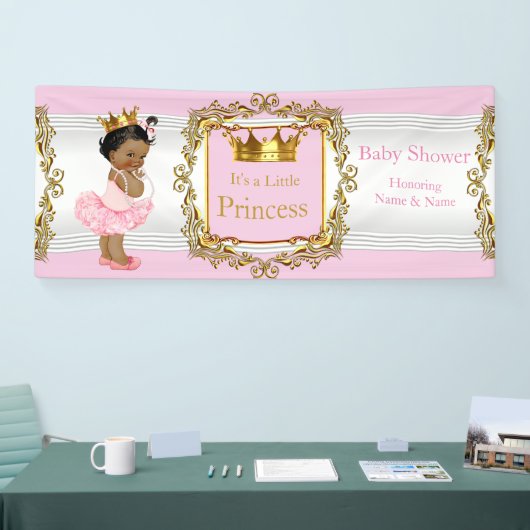 Prinses Baby shower Roze Goud Wit Etnisch Spandoek (Beurs)