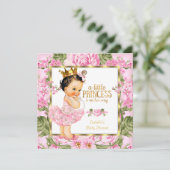Prinses Baby Shower Roze Gouden Roos Bloemig Kaart (Staand voorkant)