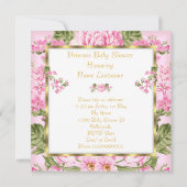 Prinses Baby Shower Roze Gouden Roos Bloemig Kaart (Achterkant)