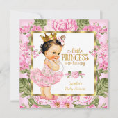 Prinses Baby Shower Roze Gouden Roos Bloemig Kaart (Voorkant)