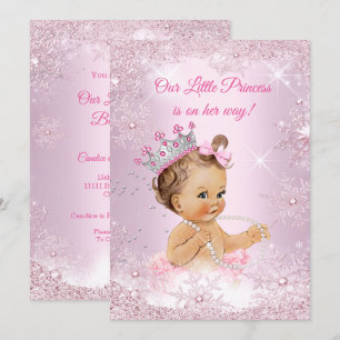 Prinses Baby Shower Roze Sneeuwvlok Winter Kaart