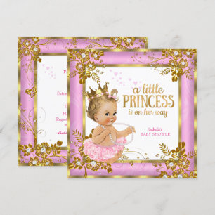 Prinses Baby Shower Roze Tutu Bloem Blond Kaart