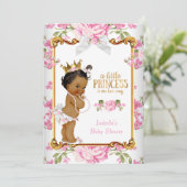 Prinses Baby Shower Roze Wit Bloemmotief Etnisch 2 Kaart (Staand voorkant)