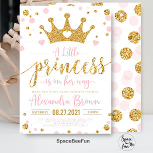 Prinses baby shower uitnodiging, Kleine Prinses Kaart