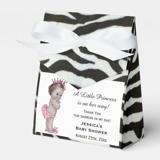 Prinses Baby shower Zebra Patroon Bedankdoosjes (Voorkant Zijde)